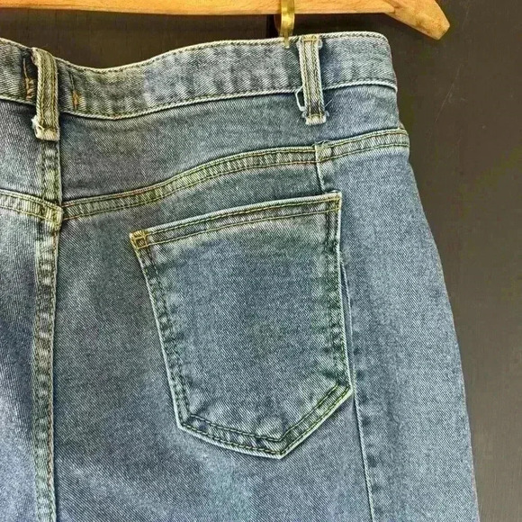 Coca Realdeni Korea 32 Jeans Cropped Frayed Thick Womens Pants Denim Trendy‎ - Picture 8 of 13